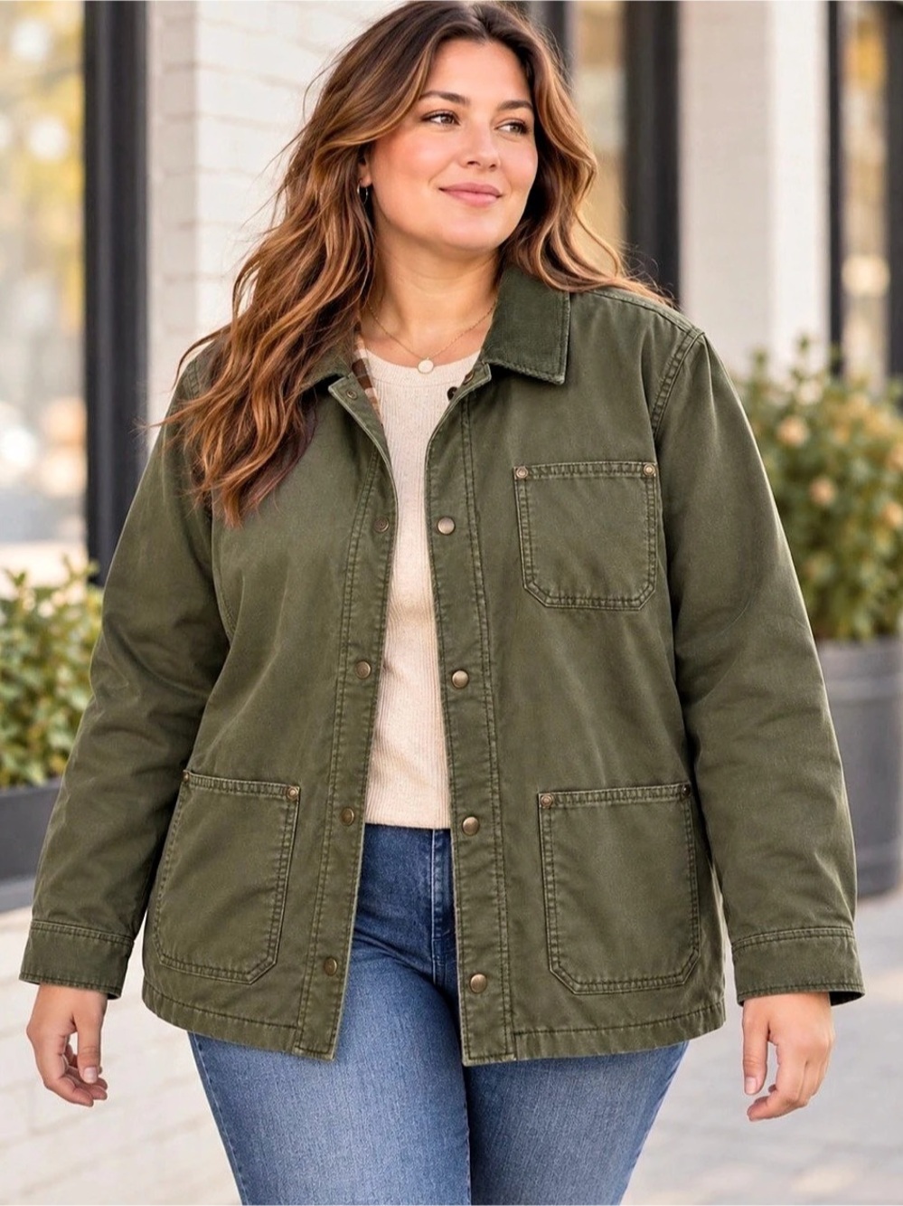 Old Navy Olive Green Plaid Lined Barn Chore Jacket XXL NWT